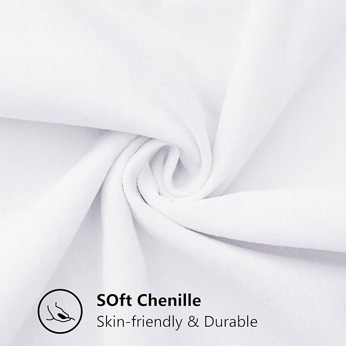 decorUhome Chenille Soft Throw Pillow Covers 26x26 Set of 2, Farmhouse Velvet Neutral Decorative Euro Pillow Covers with Stitched Edge for Couch Sofa Bed Home Decor, White