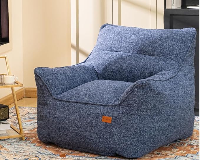 Bean Bag Chair for Adults, Comfy Tufted Bean Bag Chair Sofa with Armrests, Lazy Beanbag Chair with Foam Filler Stuffed Bean Bag Couch Sofa for Reading in Bedroom, Living Room and Dorms