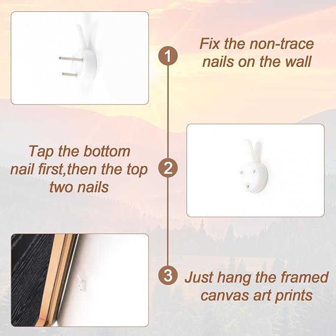 Aurlan Boho Mountain Sunset Landscape Framed Wall Art(16"x24"), 3PCS Green Blue Ridge Grand Teton National Park Canvas Artwork, Abstract Modern Watercolor Nature Forest Scenery Decor for Home Office Bedroom