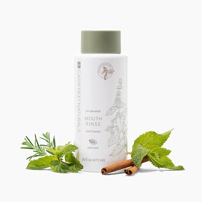 CariFree Naturals Mouth Rinse, pH Elevated, Fluoride-Free, with Magnolia Bark & Essential Oils, Organic Ingredients, Alcohol-Free, Dentist Recommended, Dentist Developed Wild Mint 16 Fl Oz (Pack of 2)