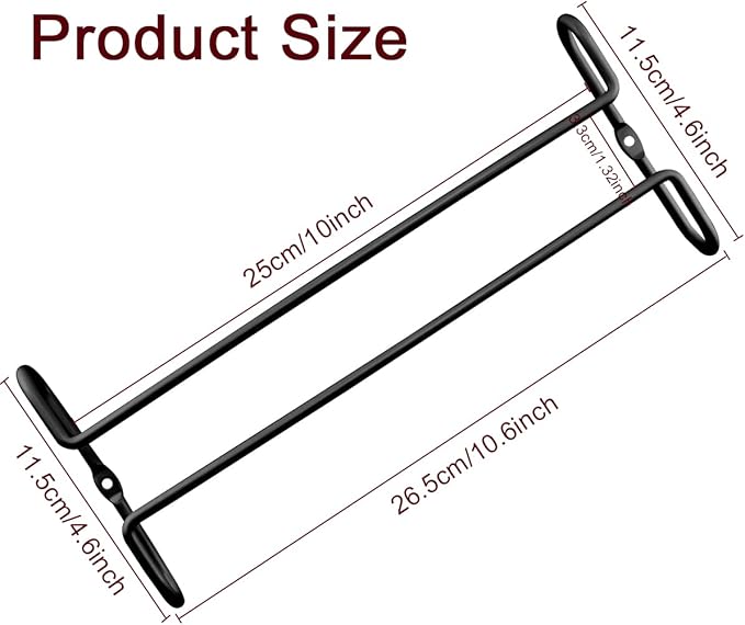 Enenes Heavy Duty Metal Stemware Rack 2 Pack, 10.3 Inch Under Cabinet Hanging Wine Glass Holder for Kitchen Bar, Organize Cups, Goblets, Wine Glasses