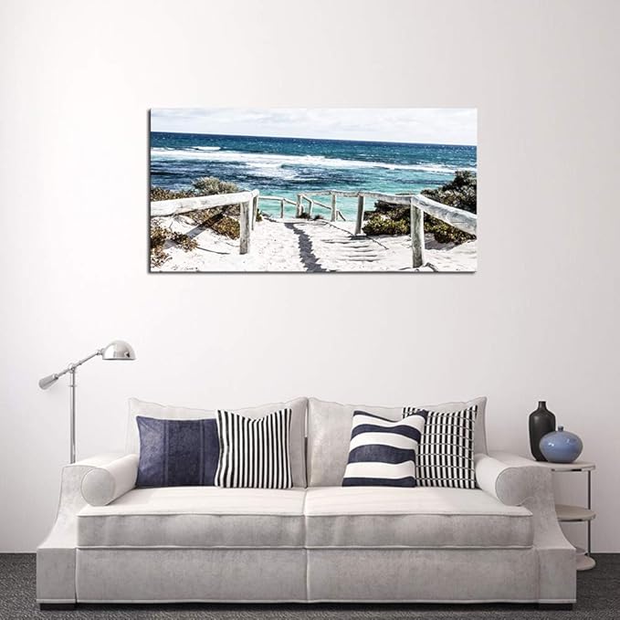 DZL Art S74275 Rottnest Island Beach Seascape Painting Sea Nature Pictures Wall Art Canvas Prints Painting Ready to Hang for Living Room Bedroom Decor Office Wall Decor Home Decoration