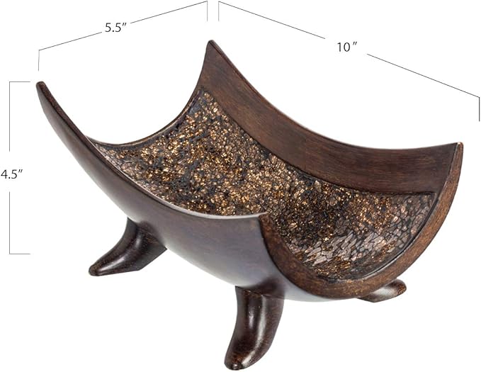 Creative Scents Schonwerk Brown Decorative Bowl for Home Decor - Dining Room Centerpiece - Coffee Table Decor for Living Room - 10" Resin Bowl - House Decor Decorations or Key Bowl for Entryway