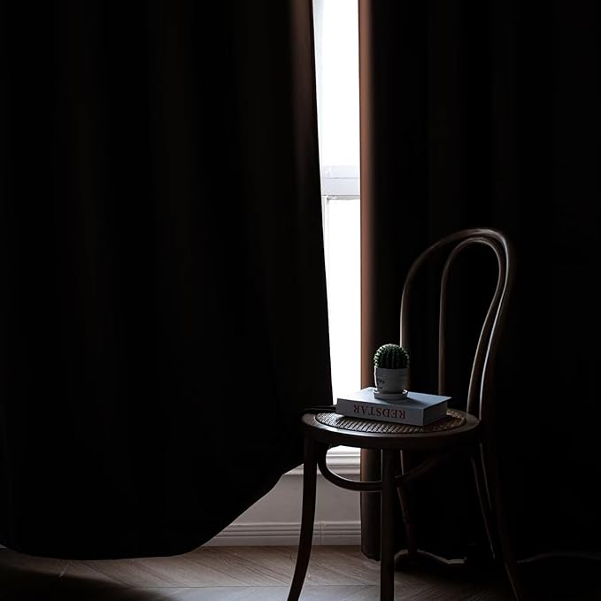 Blackout Curtains 108 Inches Long for Bedroom, Thermal Insulated Blackout Curtains 2 Panels Set, Solid Grommet Privacy Room Darkening Drapes for Living Room Windows(W52 x L108, Chocolate)