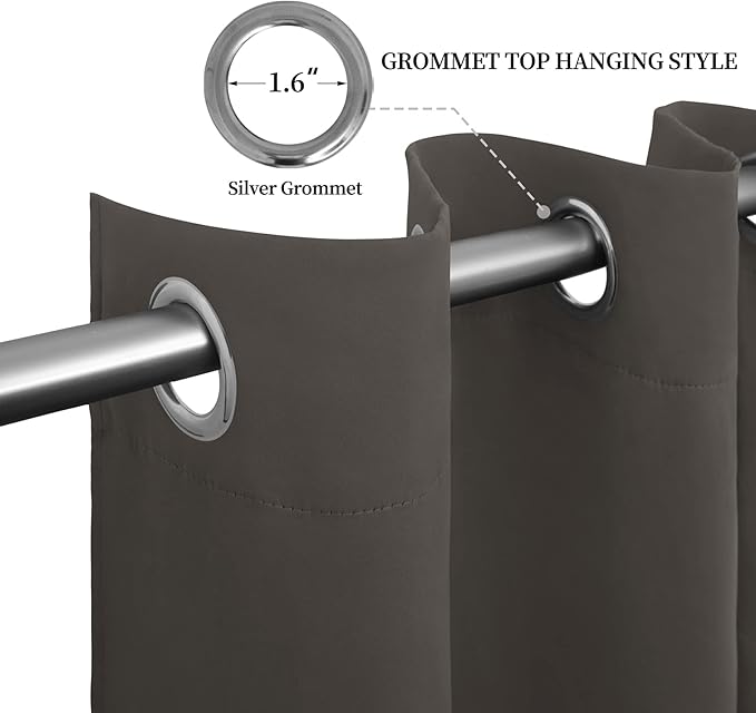 Easy-Going Blackout Curtains for Bedroom, Solid Thermal Insulated Grommet and Noise Reduction Window Drapes, Room Darkening Curtains for Living Room, 2 Panels (52x108 in,Taupe)