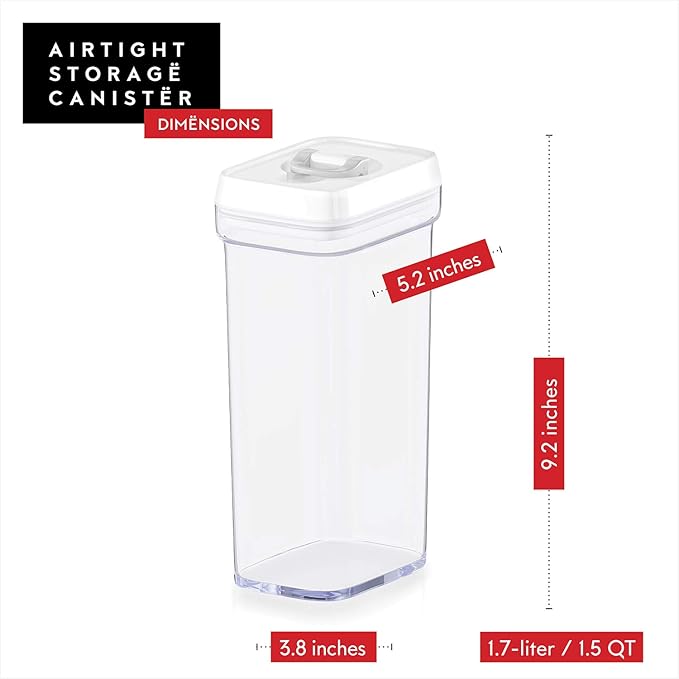 DWËLLZA KITCHEN Airtight Food Storage Containers – 4 Piece set Air Tight Pantry Storage Containers Clear Kitchen Organization and Storage Set BPA-Free - Keeps your Food Fresh & Dry