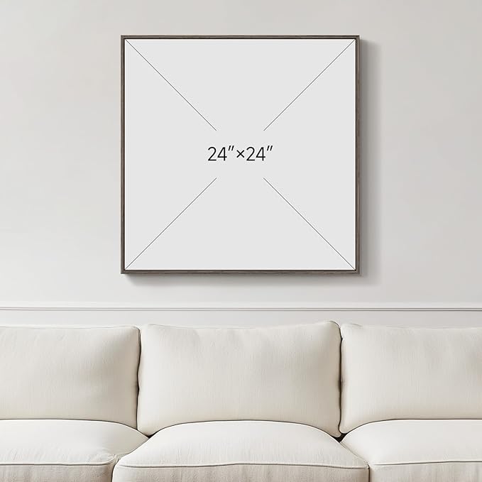 Framed Sage Green Abstract Wall Art, Modern Canvas Prints Artwork for Walls, Square Minimalist Green Abstract Pictures for Living Room, Hallway, Dining Room, Bedroom, Home Office Wall Decor 24x24 In