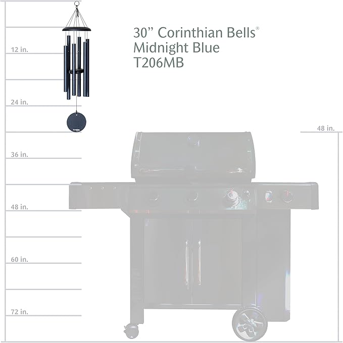 Corinthian Bells by Wind River – 30 inch Midnight Blue Wind Chime for Patio, Backyard, Garden, and Outdoor Decor (Aluminum Chime) Made in The USA