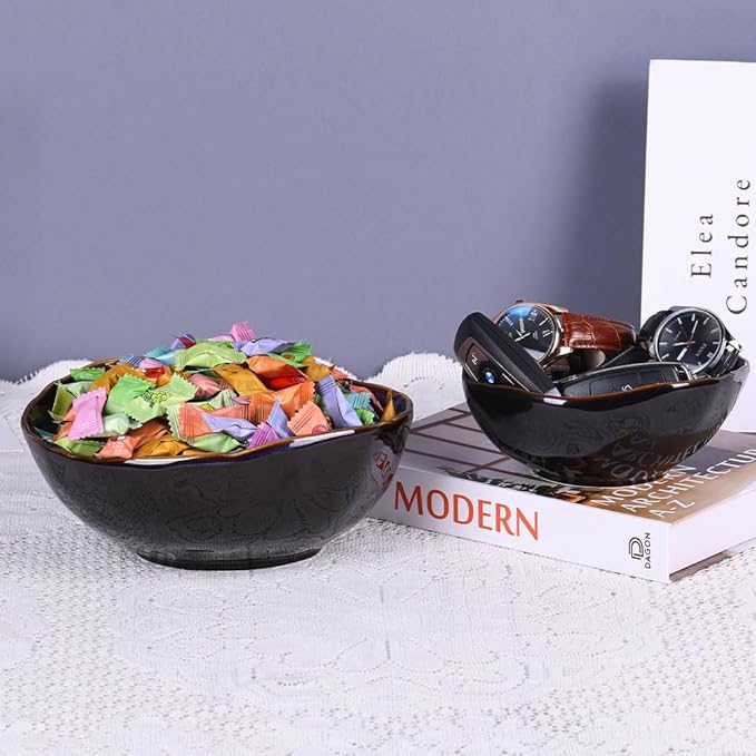 6" Blue Ceramic Decorative Bowl, Entryway Table Decor Pottery Key Bowl, Candy Dish, Salad Bowl, Blue Decor Small Jewelry Trinket Dish for Bedroom, Centerpiece, Bedside Table, Living Room Decor