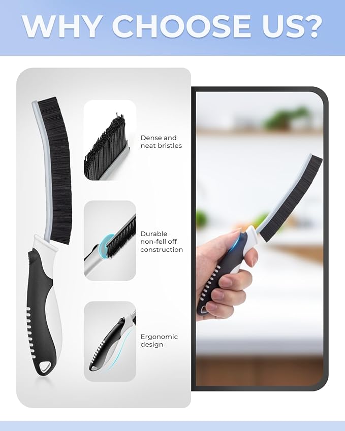 Crevice Cleaning Brushes, Scrub Brush for Hard to Reach Small Space, Home Essentials, Cleaning Supplies, Cleaning Tools for Household Use, Bathroom, Shower, Kitchen, Toilet, Window (3, Blue)