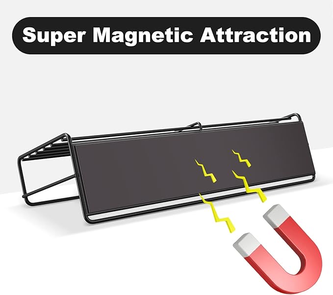 3 Pack Magnetic Spice Rack Organizer, Space Saver for Refrigerator and Whiteboard, Metal Fridge Shelf for Kitchen and Classroom, Black