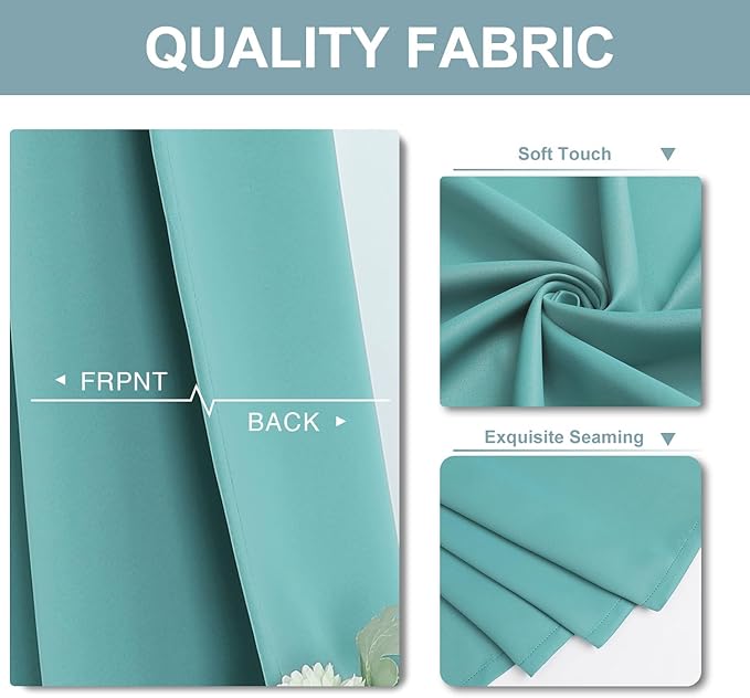 ChrisDowa Blackout Curtains 54 inches Long for Bedroom - 2 Panels Set Grommet Thermal Insulated Room Darkening Curtains for Living Room (Aqua, 38 x 54 Inch)