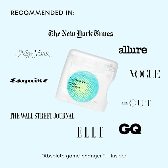 Cocofloss Woven Dental Floss, Dentist-Designed Oral Care, Waxed, Vegan, Kid-Friendly, with Coconut Oil, 4-Pack of Mint, Coconut, Orange, Strawberry (33 yard Each)