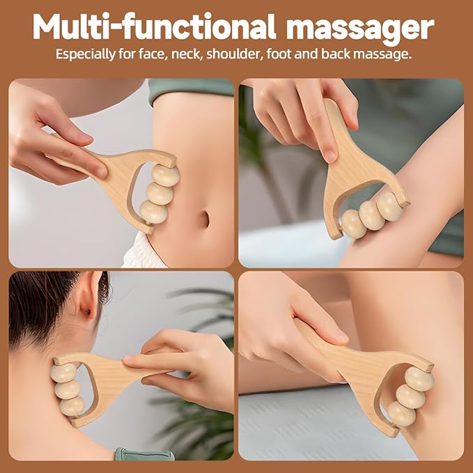 Ciieeo 2Pcs Wooden Massage Roller - Compact Handheld Tool for Foot Shoulder Neck and Waist Relaxation - Improve Sleep Quality