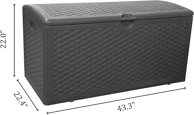 80 Gallon Plus Outdoor Storage Box Waterproof Lockable Resin Deck Box Large, Patio Storage Bin for Pool Accessories Cushion Furniture, Garden Tools, UV-Resistant Outside Delivery Black