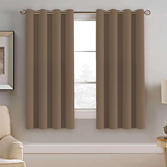 H.VERSAILTEX Blackout Window Curtain Panels Thermal Insulated Room Darkening Solid Grommet Curtains/Drapes for Bedroom Privacy Protection (Set of 2 Panels,52 by 63 Inch Long, Macchiato)