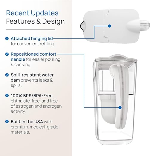 Clearly Filtered No.1 Filtered Water Pitcher/Updated Model/Targets 365+ Contaminants e.g. Fluoride Chlorine PFAS Microplastics Lead Arsenic BPA/BPS Free (Pitcher Includes 1 Filter)