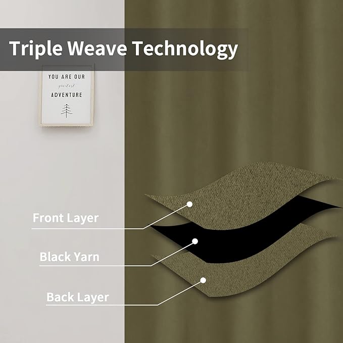 Easy-Going Blackout Curtains for Bedroom, Solid Thermal Insulated Grommet and Noise Reduction Window Drapes, Room Darkening Curtains for Living Room, 2 Panels(46x84 in, Khaki)