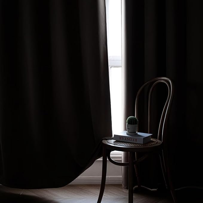 Blackout Curtains 84 Inch Length for Bedroom, Thermal Insulated Blackout Curtains 2 Panels Set, Solid Grommet Privacy Room Darkening Drapes for Living Room Windows(W52 x L84, Khaki)