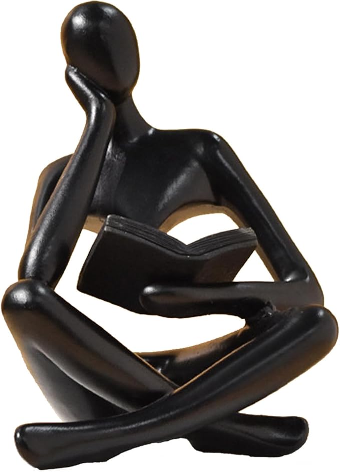 Bookshelf Decor Thinker Statue - Abstract Style Thinker Sculptures Modern Aesthetic Figurine Decoration Statues for Home Decor-Zuo Si-Black