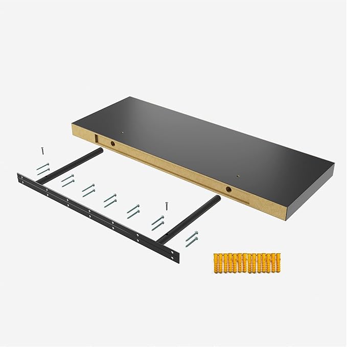 Floating Shelf, Set of 2 Wall Shelf, 30 in W x 12.75 in D x 2 in H Wooden Floating Wall Shelf with Invisible Brackets for Living Room/Bedroom/Bathroom/Kitchen Storage and Decor, Black