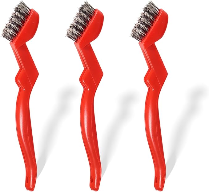 GOLDEN SMILE 3-Pack Heavy-Duty Stainless Steel Wire Brushes – 7" Ultra-Stiff 5x29 Grid (40% Denser Bristles) – Resists Bending, Rust & Grime Blaster for Industrial Cleaning