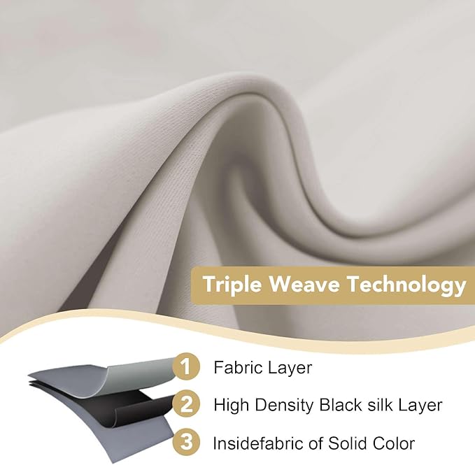 H.VERSAILTEX Premium Blackout Thermal Insulated Room Darkening Curtains for Bedroom/Living Room - Classic Grommet Top (2 Panels, Stone, 52 Inch by 108 Inch)