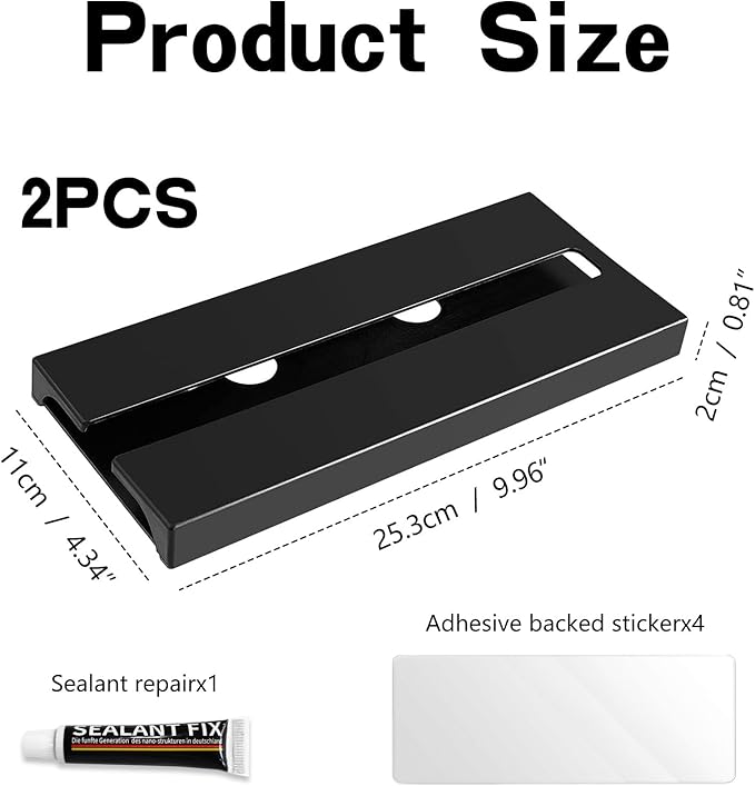 2PC Black Wooden Hanging Wine Glass Rack - Wall Mount Stemware Holder 25.3x11x2 cm - Space Saving Bar Organizer for Kitchen, Dining Room Home Decor (2pc)