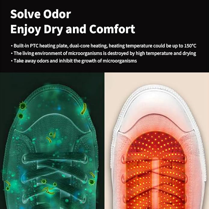 Boot Dryer Shoe dryer with 1532 heat dissipation holes 360° drying foot dryer eliminates bad odors 3 Timing