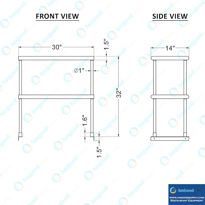AmGood Double OverShelf Stainless Steel NSF - Many (30" Long x 14" Deep)