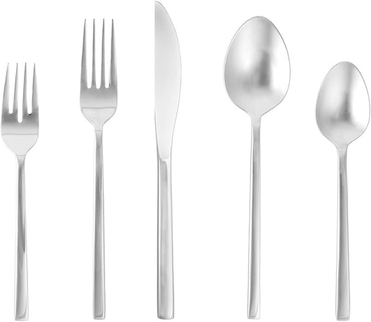 Fortessa Arezzo 18/10 Stainless Steel Flatware, 5 Piece Place Setting, Service for 1, Polished Stainless