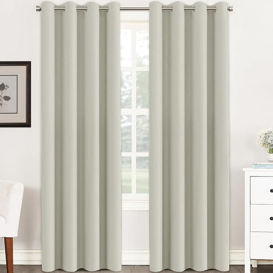 H.VERSAILTEX Room Darkening Curtains for Living Room Light Reducing Thermal Insulated Window Treatment Panels/Drapes Grommet Top 2 Panels (Pale Oak - 52 x 96 Inches)