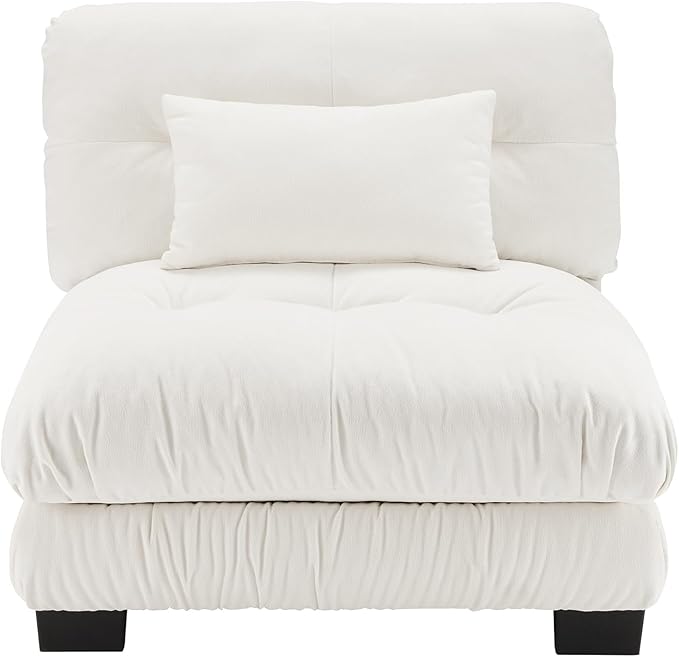 Armless Sofa W/1 Pillow - White