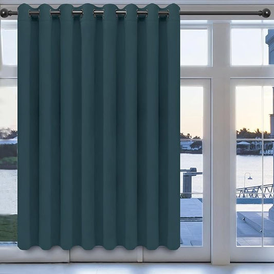 Easy-Going Blackout Door Curtains for Bedroom, Solid Thermal Insulated Grommet and Noise Reduction Window Drapes, Room Darkening Curtains for Living Room, 1 Panel (100x84 in, Bluestone)