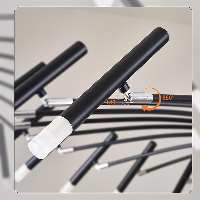 Black Modern Chandelier Large Chandelier Lighting Adjustable Ceiling Pendant Light 24-Light Pendant Light Fixtures for Living Room Dining Room