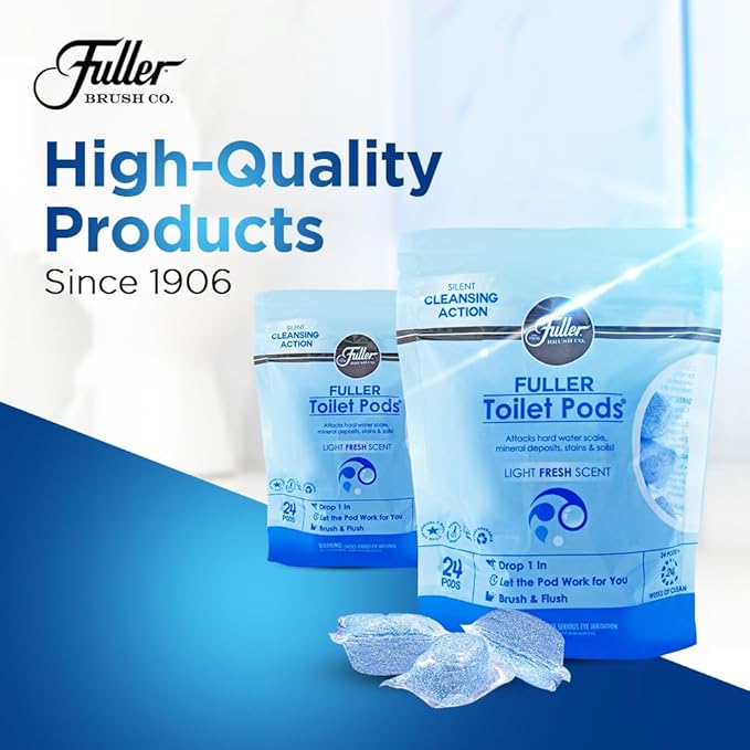 Fuller Brush Toilet Bowl Cleaner Pods - Water Soluble Tablet Cleansers, Cleans Descales & Refreshes Bathroom Toilets Removes Odors Soils & Stains Light Fresh Scent Ideal for Homes & Businesses 1-Pack