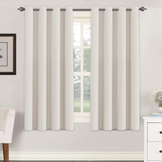 H.VERSAILTEX Room Darkening Curtains for Living Room Light Reducing Thermal Insulated Window Treatment Panels/Drapes Grommet Top 2 Panels (Ivory - 52 x 63 Inches)