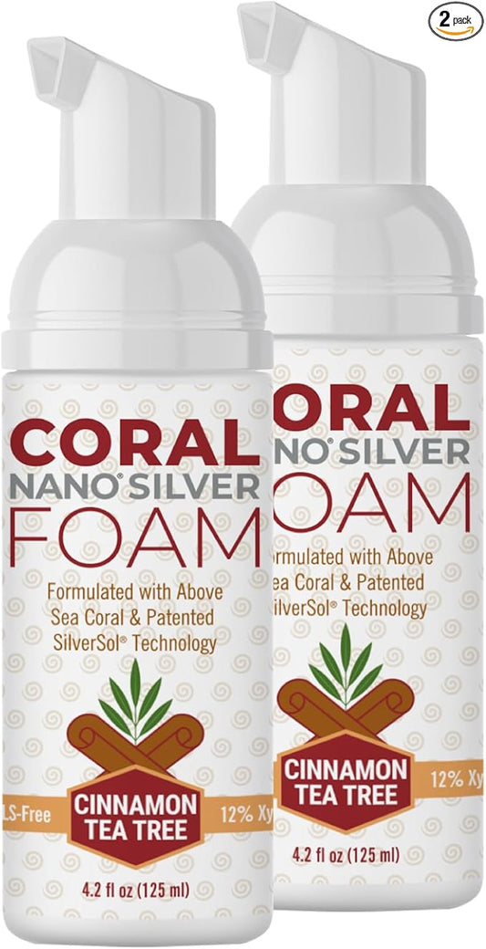 Coral Nano Silver Foaming Cinamon Tea Tree Toothpaste, Natural Fluoride Free Toothpaste, SLS and Glycerin Free - 4 Ounce