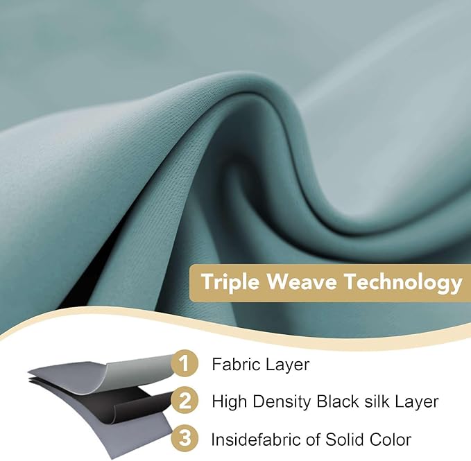 H.VERSAILTEX Ultra Soft Microfiber Thermal Insulated Antique Copper Grommet Blackout Curtains/Window Treatment Draperies 52 by 72 - Inch for Living Room/Bedroom,Set of 2 - Mineral Blue