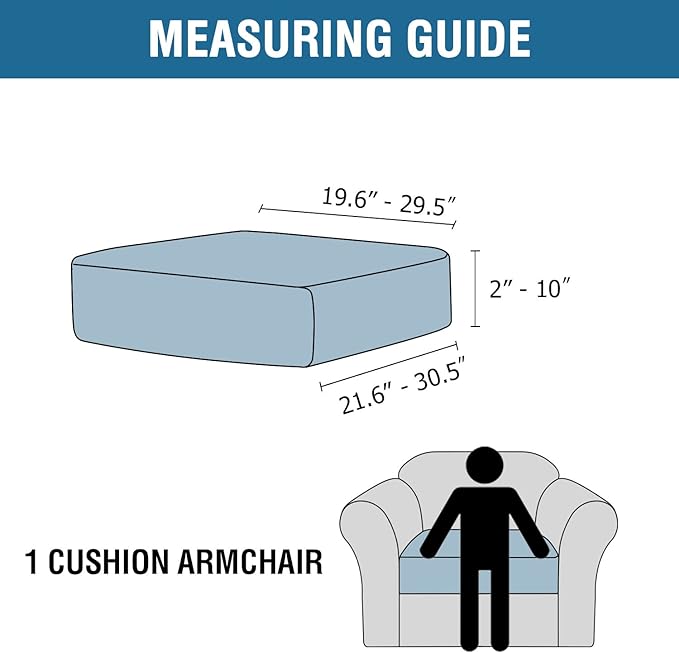 H.VERSAILTEX Velvet Stretch Couch Cushion Cover Plush Cushion Slipcover for Chair Cushion Furniture Protector Seat Cushion Sofa Cover (1 Piece Armchair Cushion Covers, Grey)