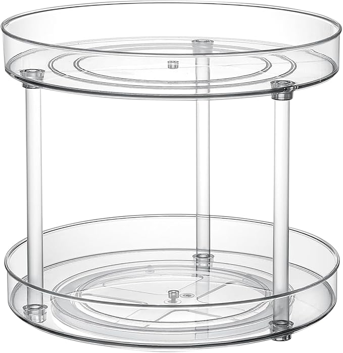 Clear Lazy Susan Organizer, Rotating Kitchen Pantry Organization and Storage, Medicine Cabinet Organizer, Lazy Susan Turntable Organizer for Cabinets, Bathroom, Refrigerator, Dresser, Spice Organizer