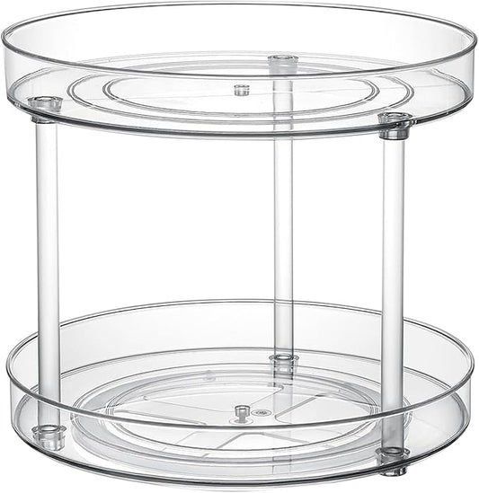 Clear Lazy Susan Organizer, Rotating Kitchen Pantry Organization and Storage, Medicine Cabinet Organizer, Lazy Susan Turntable Organizer for Cabinets, Bathroom, Refrigerator, Dresser, Spice Organizer