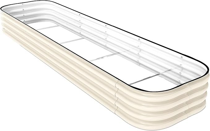 DaisyVibe Raised Garden Bed Kit, Planter Raised Garden Boxes Outdoor, Oval Large Metal Raised Garden Beds for Vegetables Flowers (White, 8ftx2ftx1ft)