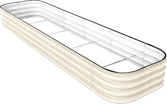 DaisyVibe Raised Garden Bed Kit, Planter Raised Garden Boxes Outdoor, Oval Large Metal Raised Garden Beds for Vegetables Flowers (White, 8ftx2ftx1ft)