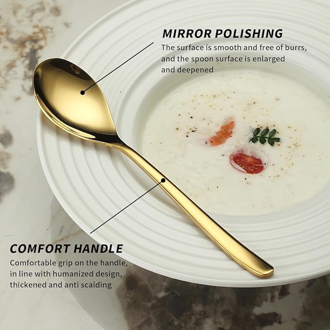 Berglander Gold Wedding Silverware Set 60pcs Service for 20, Titanium Plating Stainless Steel Flatware Set, Gold Spoons Forks Knives Set for Home, Wedding, Restaurant, Dishwasher Safe