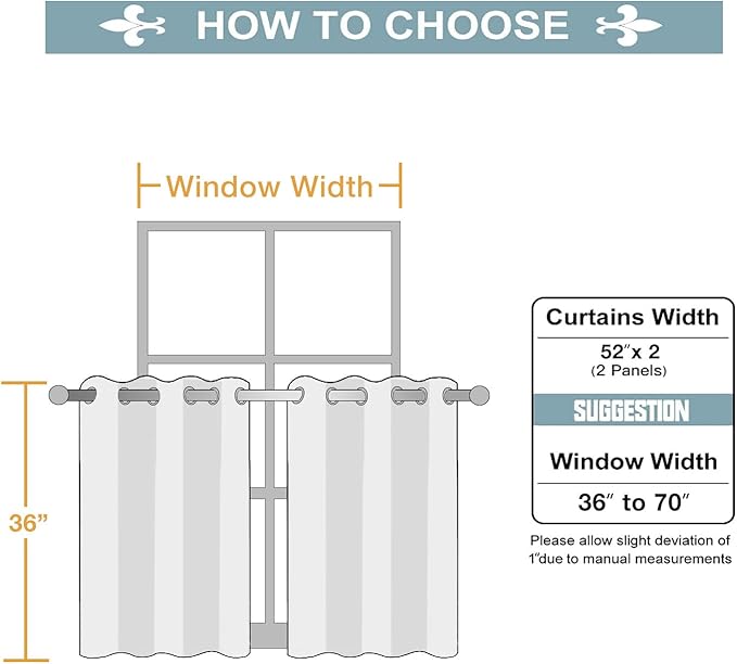 ChrisDowa Small Window Curtains for Kitchen and Bedroom - Grommet Short Thermal Insulated Room Darkening Curtains (2 Panels, Forest Green, 52 x 36 Inch)