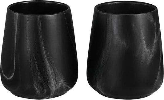 2Pcs Toothbrush Holder for Bathroom - Marble Black Ceramic Tooth Brushing Holders Set, Toothbrush Cup & Toothpaste Organizer for Bathroom Countertop, Makeup Brush Holder, Pen Holder for Home Storage