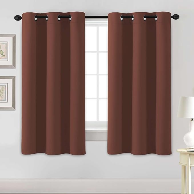 H.VERSAILTEX Blackout Curtains for Bedroom Thermal Insulated Room Darkening Living Room Curtains 63 Inch Long Grommet Privacy Protection Window Curtain Panels/Drapes for Nursery, 2 Panels, Rust
