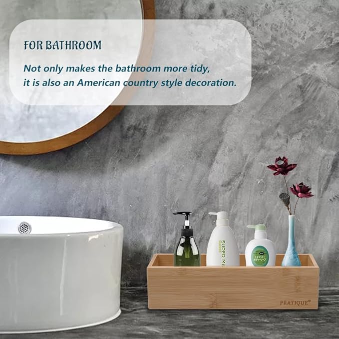 Bamboo Drawer Organizer - Kitchen Utensil Organizer Silverware Tray Cutlery Holder，Office Desk Supplies and Accessories (12x5.9x2.6 inch)