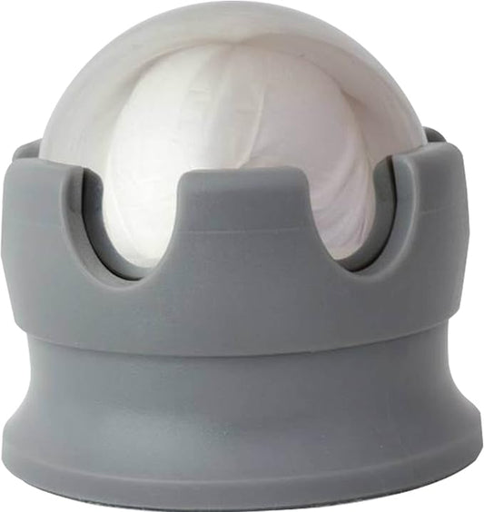 Cestari Stainless Steel Ice Hot Cold Roller for Pain Relief, Foot Massage Ball with Silicone Holder, HSA Muscle Roller, Gray